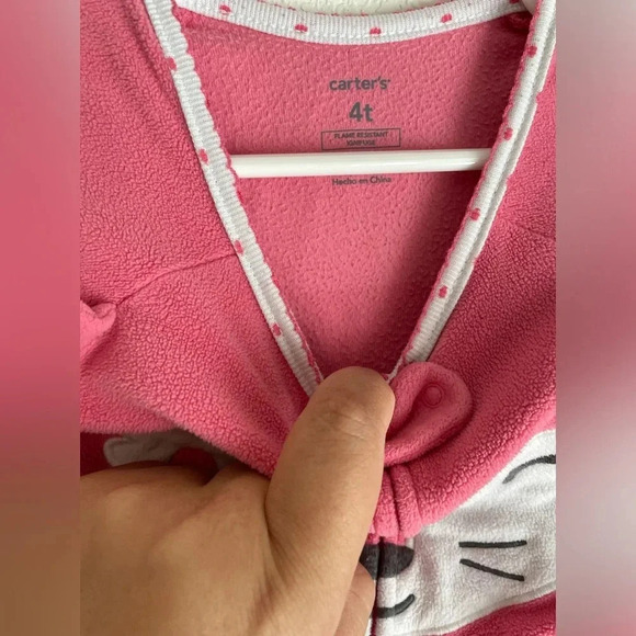 Carters toddler girls fleece footie pajamas pink fox print size 4T - Picture 2 of 6